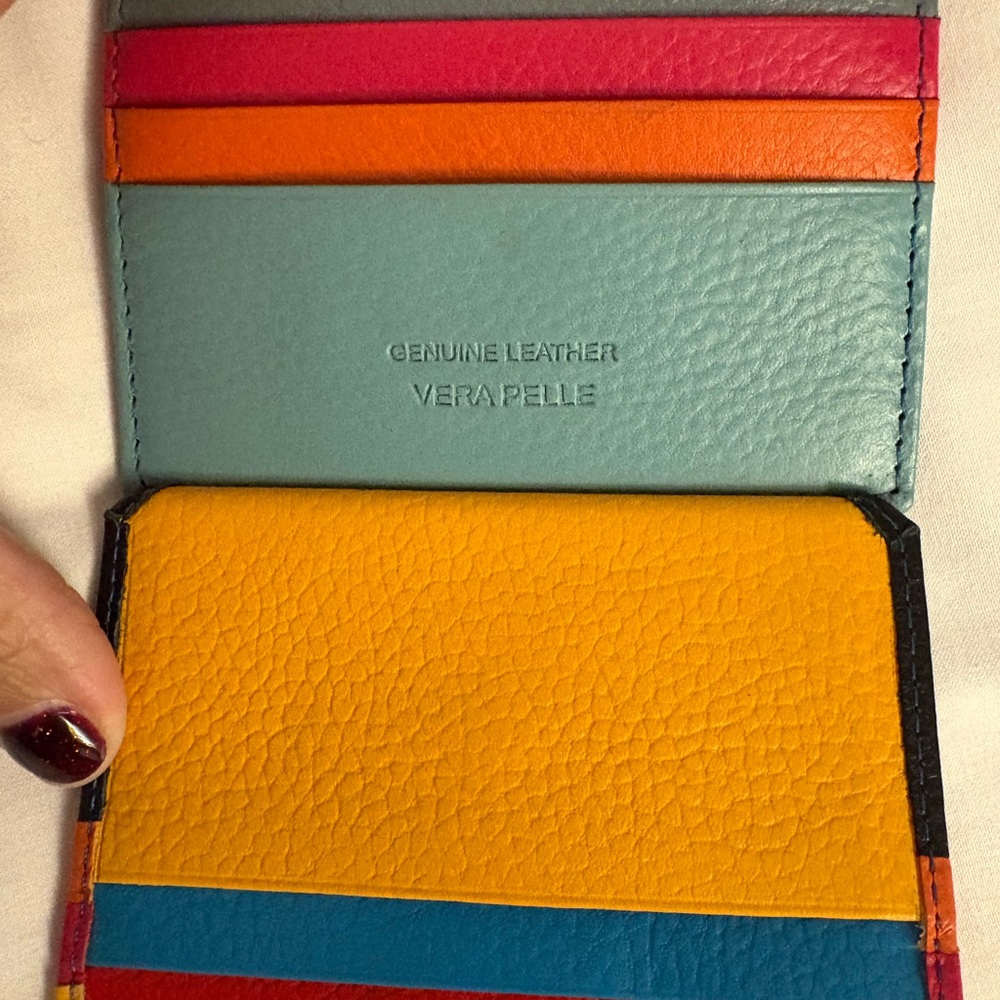 Vera Pelle Italian leather Multicolor Leather Card Holder NIB purchased in Italy - Picture 10 of 11